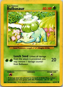 Bulbasaur - Base Set 044/102 - Common - NM Pokemon TCG - Image 1