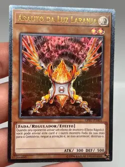 3x Yugioh Herald of Orange Light Ultimate Rare Portuguese OP07-PT001 LP - Image 2