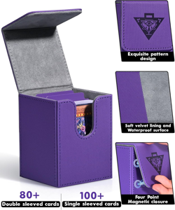 Card Deck Box for MTG Yugioh TCG, Card Storage Box with Dividers Holds 100+ Slee - Image 2