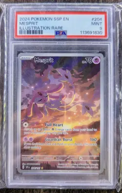 Pokemon TCG Mesprit 204/191 Surging Sparks Illustration Rare PSA 9 MINT - Image 1