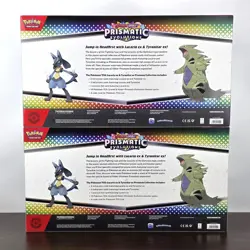 LOT OF 2 Pokemon Prismatic Evolutions Lucario Ex Tyranitar Ex Premium Collection - Image 2