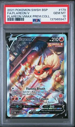 2021 Pokemon Flareon V Full Alt Black Promo SWSH179 VMAX Premium Coll. PSA 10 - Image 1