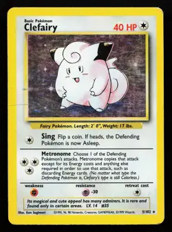 Clefairy 5/102 Holo Rare Base Set Pokemon Card - Image 1