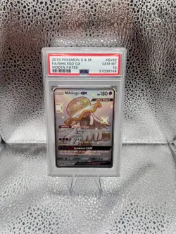 Pokemon Nihilego GX SV62/SV94 Hidden Fates Shiny Holo Rare Full Art PSA 10 - Image 1