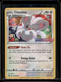 Cinccino SWSH009 Sword & Shield Prerelease Holo Rare Promo Pokemon Card *DMG* - Image 1
