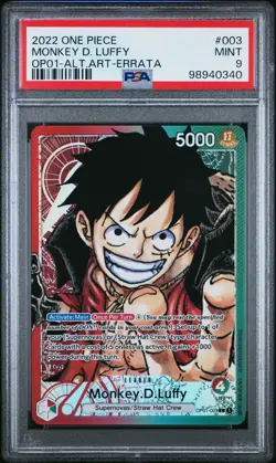 2022 One Piece OP01 EN Alternate Art Errata #003 Monkey D. Luffy PSA 9 - Image 1
