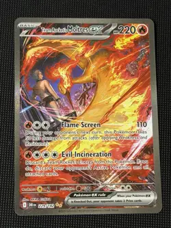 Team Rocket's Moltres EX SIR 229/182 Destined Rivals Pokemon TCG Near Mint - Image 1