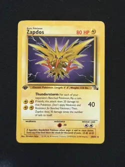 Zapdos 30/62 1ST EDITION non-holo Fossil WOTC Pokemon Card - DMG - Image 1