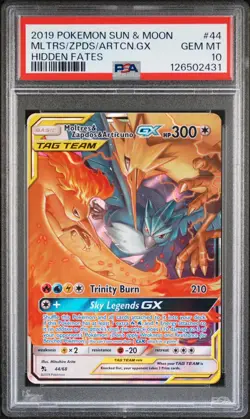 Moltres Zapados Articuno GX Hidden Fates Card 44/68 2019 Rare PSA 10 - Image 1
