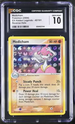 CGC 10 GEM MINT Medicham 2004 EX Hidden Legends 42/101 Reverse Holo Pokemon Card - Image 1