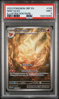 2023 POKEMON OBF EN-OBSIDIAN FLAMES ILLUSTRATION RARE #199 NINETALES PSA 9 - Image 1