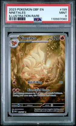 2023 POKEMON OBF EN-OBSIDIAN FLAMES ILLUSTRATION RARE #199 NINETALES PSA 9 - Image 1
