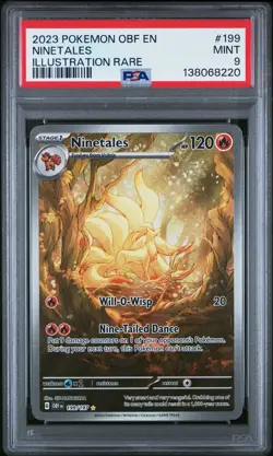 2023 POKEMON OBF EN-OBSIDIAN FLAMES ILLUSTRATION RARE #199 NINETALES PSA 9 - Image 1