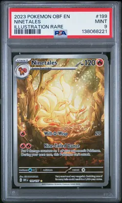 2023 POKEMON OBF EN-OBSIDIAN FLAMES ILLUSTRATION RARE #199 NINETALES PSA 9 - Image 1