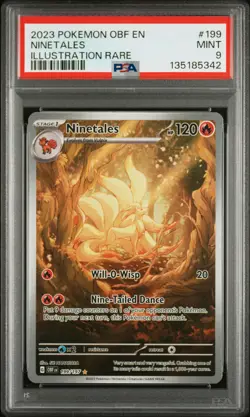 2023 POKEMON OBF EN-OBSIDIAN FLAMES ILLUSTRATION RARE #199 NINETALES PSA 9 - Image 1