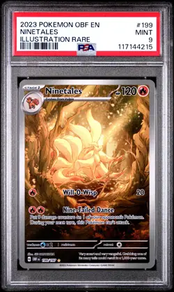 2023 POKEMON OBF EN-OBSIDIAN FLAMES ILLUSTRATION RARE #199 NINETALES PSA 9 - Image 1