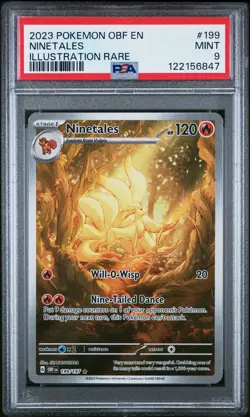 2023 POKEMON OBF EN-OBSIDIAN FLAMES ILLUSTRATION RARE #199 NINETALES PSA 9 - Image 1