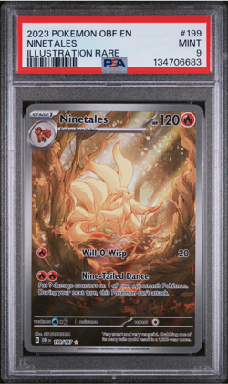 2023 POKEMON OBF EN-OBSIDIAN FLAMES ILLUSTRATION RARE #199 NINETALES PSA 9 - Image 1