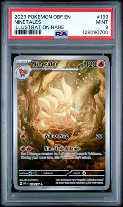 2023 POKEMON OBF EN-OBSIDIAN FLAMES ILLUSTRATION RARE #199 NINETALES PSA 9 - Image 1