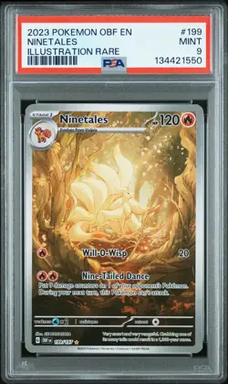 2023 POKEMON OBF EN-OBSIDIAN FLAMES ILLUSTRATION RARE #199 NINETALES PSA 9 - Image 1