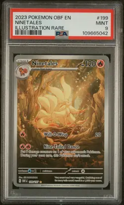 2023 POKEMON OBF EN-OBSIDIAN FLAMES ILLUSTRATION RARE #199 NINETALES PSA 9 - Image 1