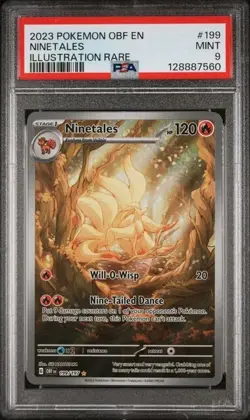 2023 POKEMON OBF EN-OBSIDIAN FLAMES ILLUSTRATION RARE #199 NINETALES PSA 9 - Image 1
