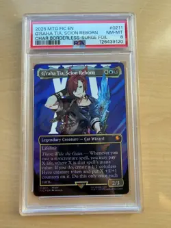 2025 MTG Final Fantasy G'Raha Tia, Scion Reborn Borderless Surge Foil PSA 8 - Image 1