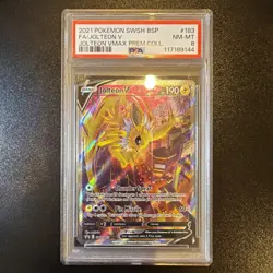 Pokemon 2021 Jolteon V SWSH183 Full Art VMAX Premium Collection Promo PSA 8 - Image 1