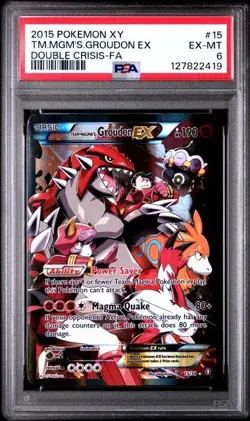 2015 POKEMON XY DOUBLE CRISIS #15 FULL ART/TEAM MAGMA'S GROUDON EX PSA 6 - Image 1