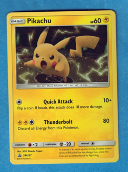 2019 Pokemon Fall Collector's Chest, Pikachu Black Star Promo #SM227 Foil, NM - Image 1