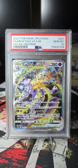 PSA 10 Pokemon TCG Gem Mint JPN Mewtwo VSTAR 221/172 SAR S12a - Image 1