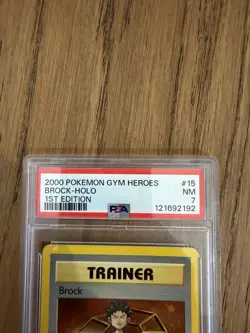 2000 Brock 15/132 Holo Rare - Pokemon 1st Edition Gym Heroes PSA 7 Fresh Cert - Image 3