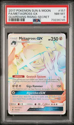 Metagross GX - 157/145 - Secret Rare - Guardians Rising - Pokemon - PSA 8 - Image 1