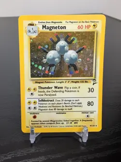 Pokemon Magneton Base Set 2 9/130 Unlimited Holo Rare - MP/HP - Image 1