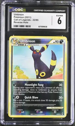 CGC 6 Umbreon 2011 Call of Legends 22/95 Reverse Holo Pokemon Card - Image 1