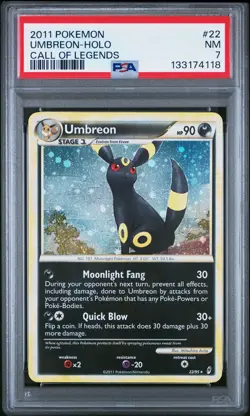 2011 POKEMON CALL OF LEGENDS #22 UMBREON-HOLO PSA 7 - Image 1