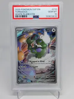 TORNADUS #210 2025 POKEMON SVP EN WHITE FLARE ETB BLACK STAR PROMO PSA 10 GEM MT - Image 1