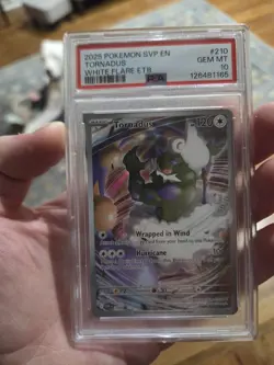 PSA 10 GEM TORNADUS #210 2025 POKEMON SVP EN WHITE FLARE ETB BLACK STAR PROMO - Image 1