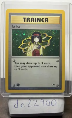 Pokemon TCG Erika Trainer Card 16/132 Holo Rare Gym Heroes First Edition - Image 1