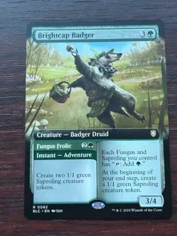 1x BORDERLESS BRIGHTCAP BADGER - Commander - MTG - Magic the Gathering - Image 1