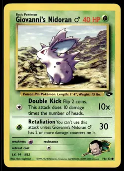Pokemon TCG Gym Challenge #076/132 Giovanni's Nidoran M LP - Image 1
