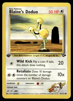 Pokemon TCG Gym Challenge 1st Edition #061/132 Blaine's Doduo LP+ - Image 1