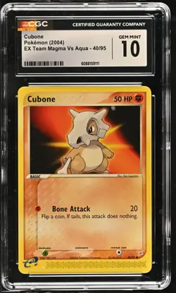 CGC 10 GEM MINT Cubone 2004 EX Team Magma Vs Aqua 40/95 Pokemon Card - Image 1