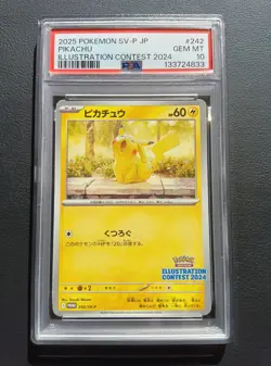 PSA 10 Pikachu 242/SV-P Promo Illustration Contest Pokemon Card Japanese 2025 - Image 1