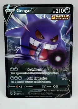 2021 Pokemon SWSH Fusion Strike Gengar V 156/264 ULTRA RARE HOLO Card - Image 1