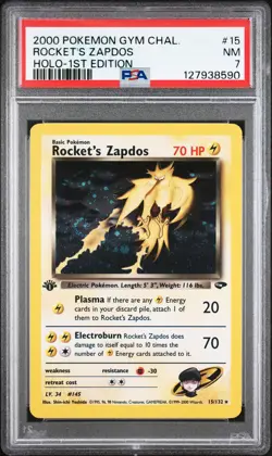 Rocket'S Zapdos #15 2000 Pokemon Gym Challenge 1st Ed PSA 7 250001 - Image 1