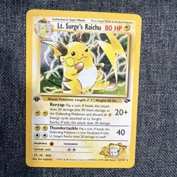 2000 POKEMON GYM CHALLENGE 1ST EDITION #11/132 LT. SURGE'S RAICHU HOLO - Image 1