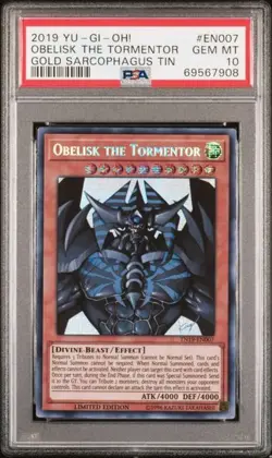 2019 YU-GI-OH! GOLD SARCOPHAGUS TIN #EN007 OBELISK THE TORMENTOR PSA 10 - Image 1