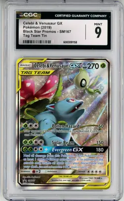 CGC MINT 9 Pokemon TCG Celebi & Venusaur GX SM167 Sm Holo Black Star Promo - Image 1
