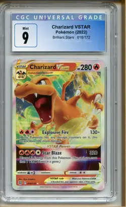 Pokemon Card Charizard VSTAR 018/172 Brilliant Stars HOLO RARE - CGC 9 - Image 1